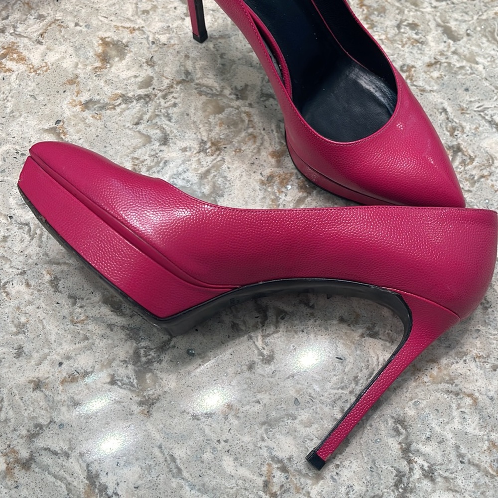 Barbie Pink Saint Laurent Paris Platform Heels, Size 38 - Picture 9 of 12